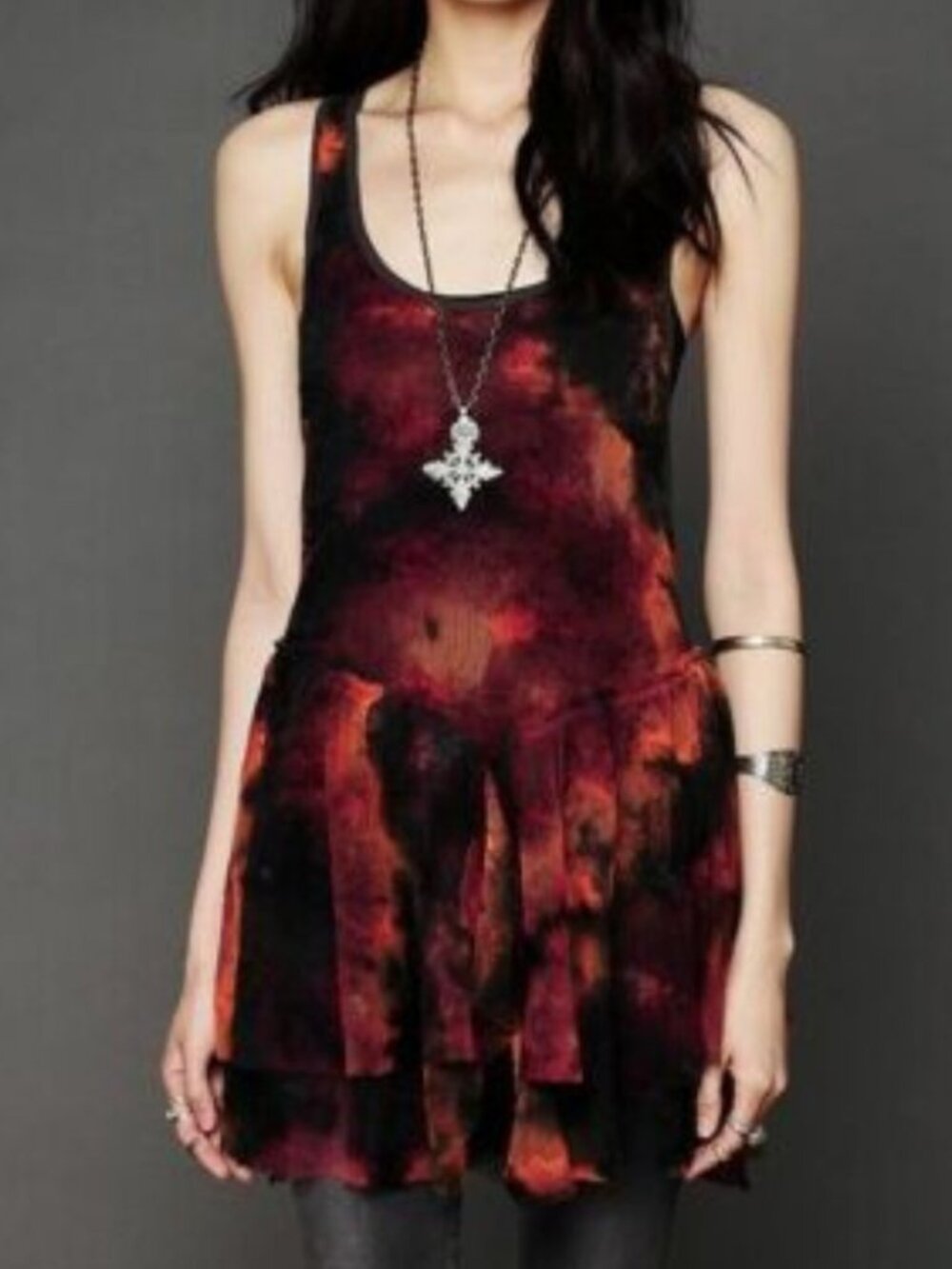 Free People Black Fairy Grunge Floral Lace Mesh Tutu Mini Slip Dress Rare XS